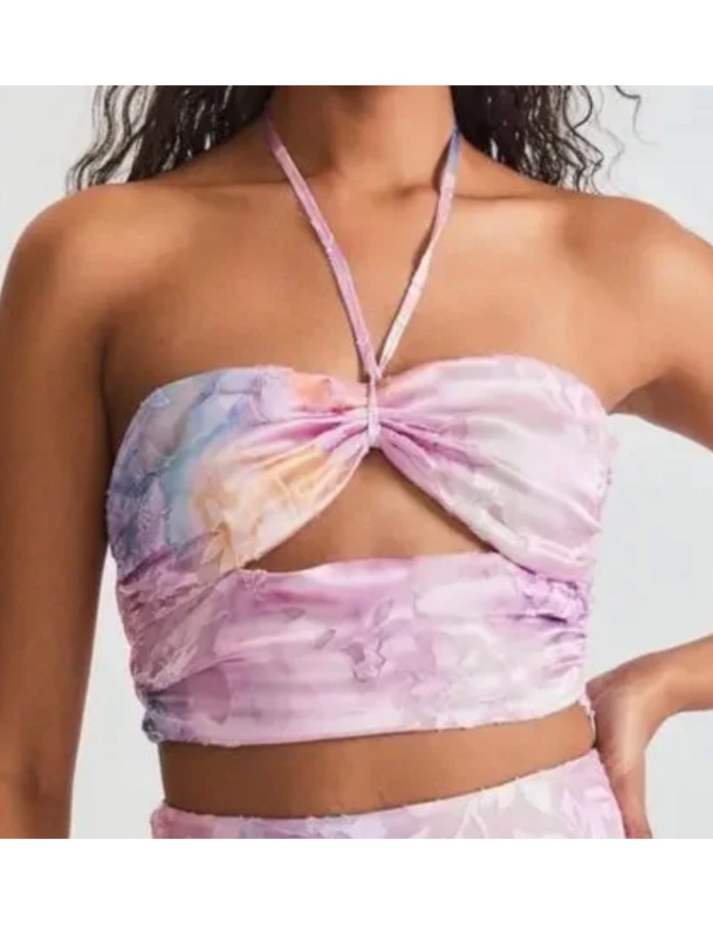 LoveShackFancy Pastel Balton Halter Keyhole Crop Top - NWT